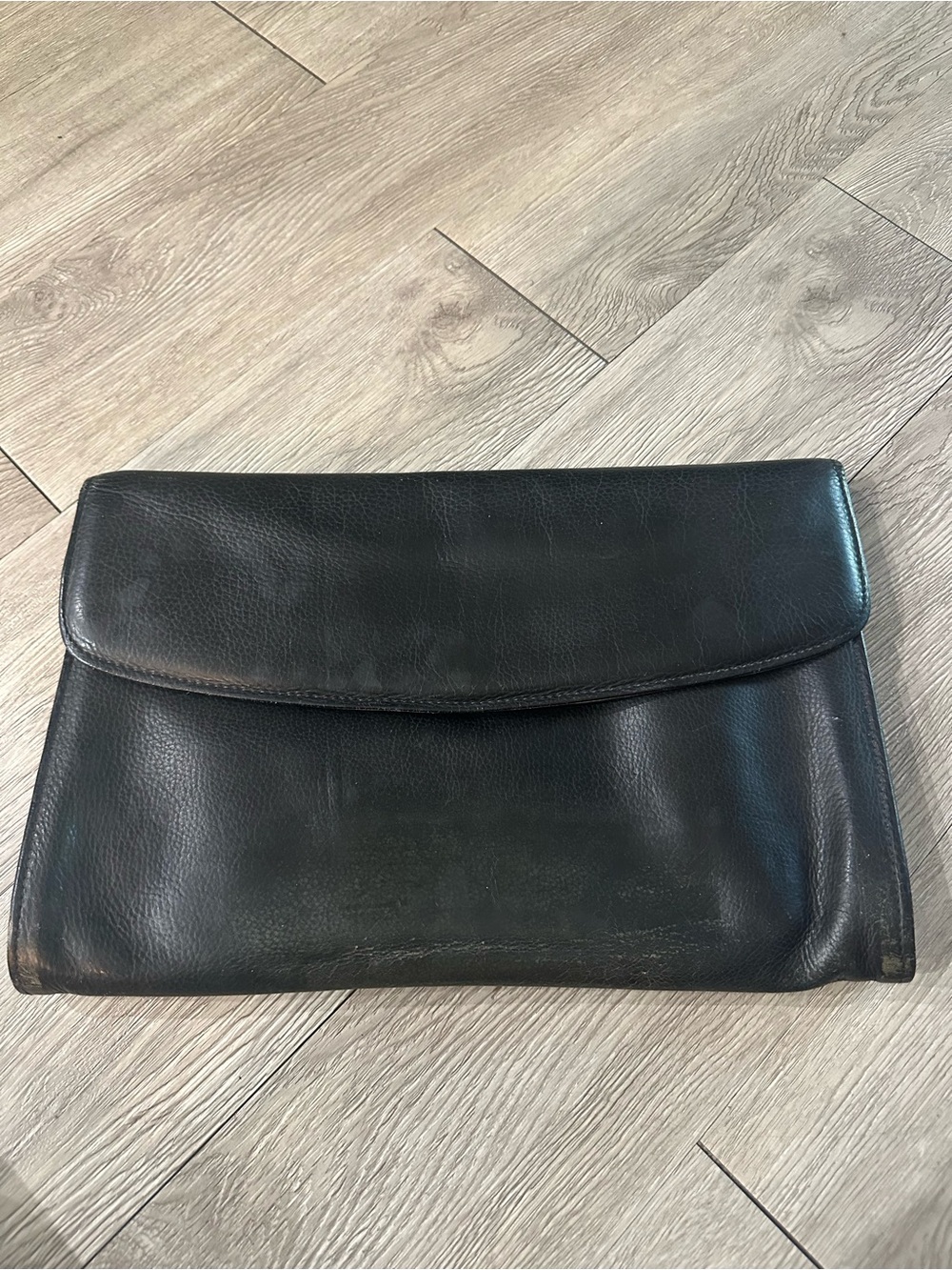 Vtg Joseph Daniel Black Distressed Leather Briefcase Messenger Portfolio Bag